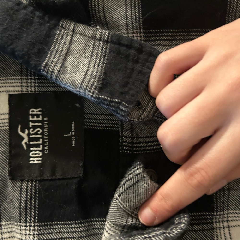 Hollister Black and Gray Plaid Shirt